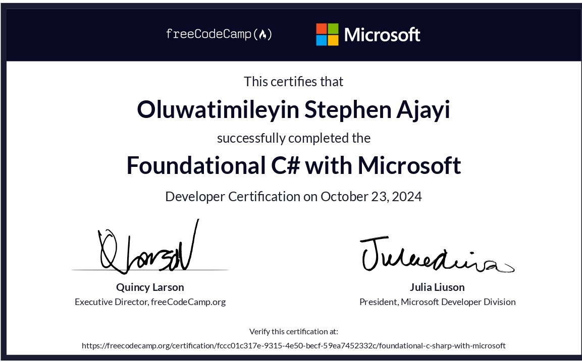 Foundational C# Certification Badge