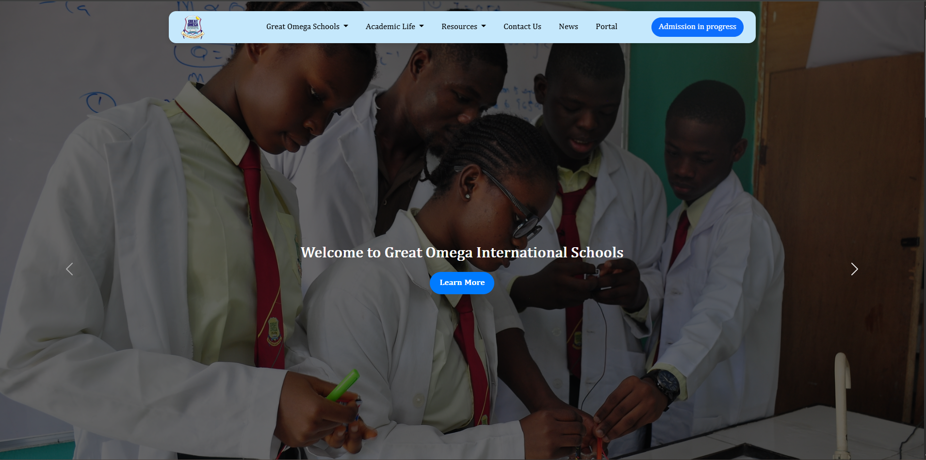 Great Omega School Website Screenshot