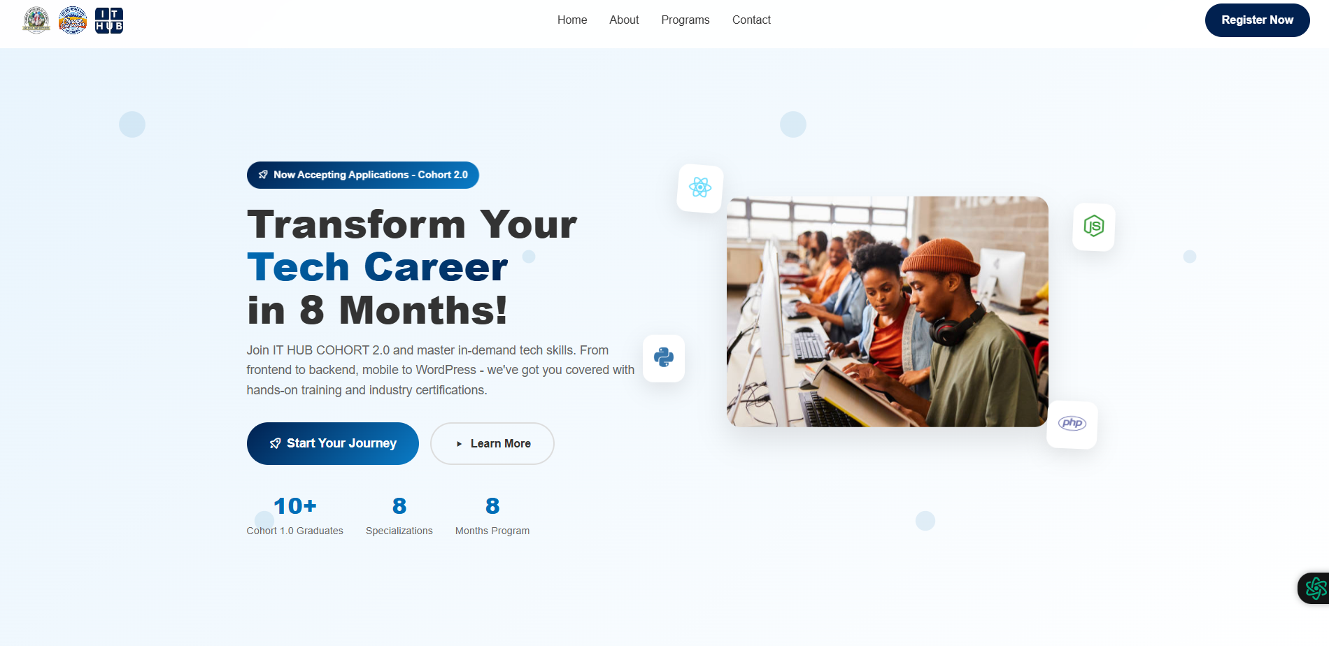 IT Hub Registration Platform Screenshot