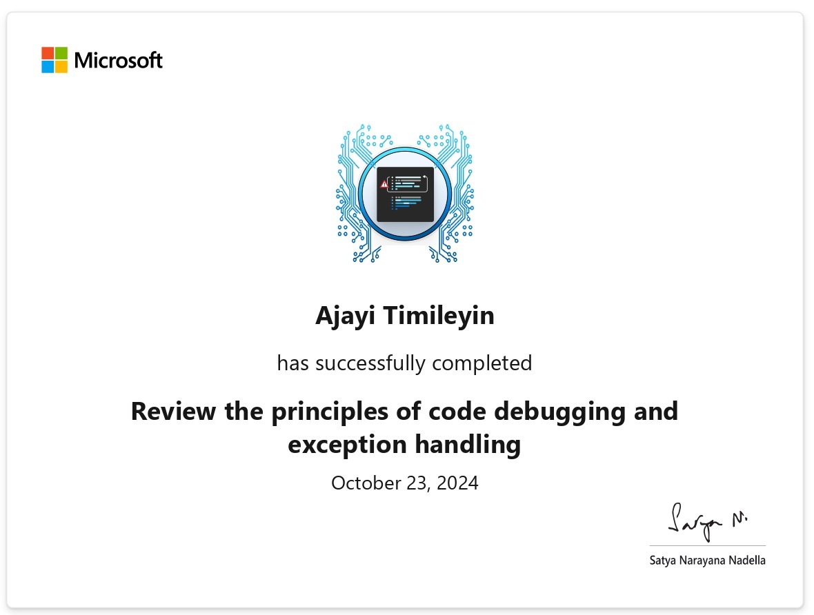 Microsoft Code Debugging Certification Badge
